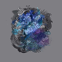 印花矢量图 艺术效果 水彩 文字 英文 免费素材