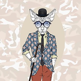 印花矢量圖 時(shí)尚動(dòng)物擬人專題 動(dòng)物 狗 生活元素 免費(fèi)素材