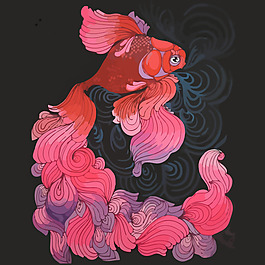 印花矢量圖 藝術效果 水彩 動物 魚 免費素材