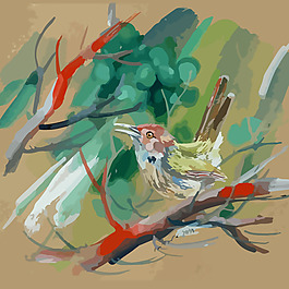 印花矢量圖 藝術(shù)效果 水彩 動物 鳥 免費(fèi)素材
