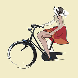 印花矢量图 艺术效果 水彩 生活元素 自行车 免费素材