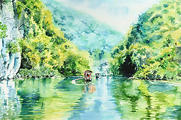 位图 插画 艺术效果 水彩 风景画 免费素材