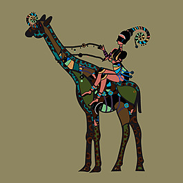 印花矢量圖 民族風(fēng) 動(dòng)物 駱駝 人物 免費(fèi)素材