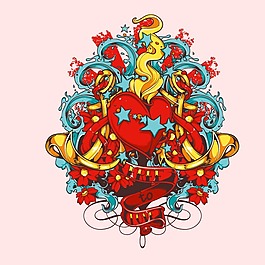 印花矢量圖 幾何 心形 星形 生活元素 免費(fèi)素材