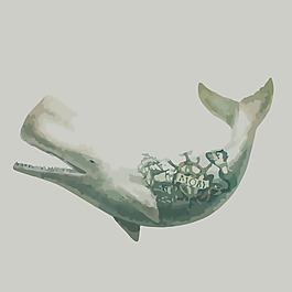 印花矢量圖 藝術效果 水彩 動物 魚 免費素材