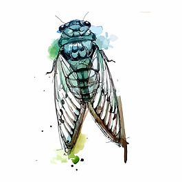印花矢量圖 藝術(shù)效果 水彩 昆蟲 知了 免費(fèi)素材