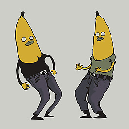 印花矢量圖 生活元素 水果 香蕉 擬人 免費(fèi)素材