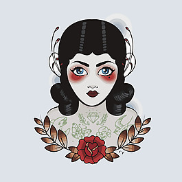 印花矢量圖 人物 女人 植物 花朵 免費(fèi)素材
