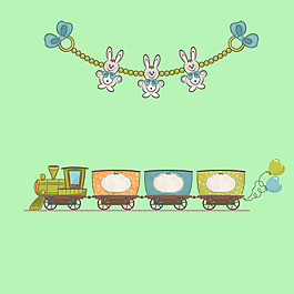 印花矢量圖 可愛卡通 交通工具 火車 動物 免費素材