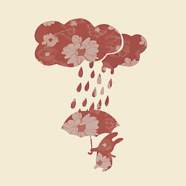 印花矢量图 生活元素 云 雨 雨伞 免费素材