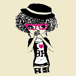 印花矢量圖 卡通 人物 女孩 生活元素 免費素材