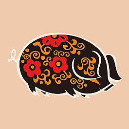 印花矢量圖 民族風 動物 豬 花紋 免費素材