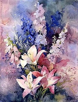 位圖 寫意花卉 植物 花朵 免費素材