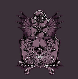 印花矢量圖 骷髏專題 生活元素 墓碑 抽象 免費素材