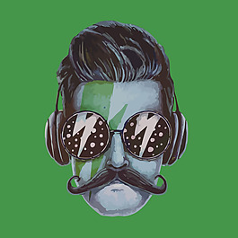 印花矢量圖 人物 男人 生活元素 眼鏡 免費素材