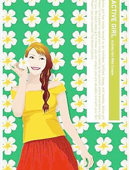 春夏韓國(guó)活潑女生矢量圖34