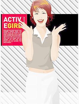 春夏韩国活泼女生矢量图29