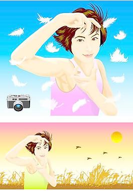 韓國春夏女性生活矢量圖29