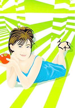 韓國春夏女性生活矢量圖22