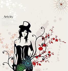 時(shí)尚花樣女人矢量圖45