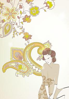 時(shí)尚花樣女人矢量圖44