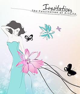 時尚花樣女人矢量圖12