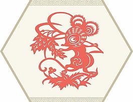 2008新春喜慶剪紙鼠矢量圖03