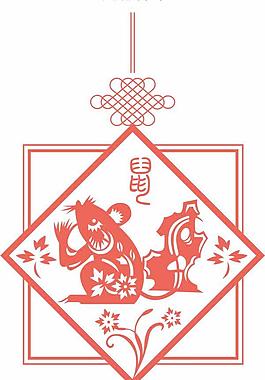 2008新春喜慶剪紙鼠矢量圖01