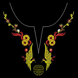 位图 绣花 中国风 动物 鸟 免费素材