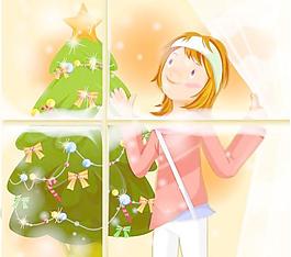 圣誕節韓國冬日情侶矢量圖45