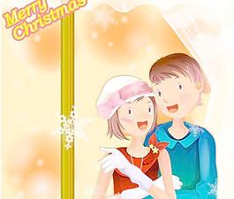 圣誕節韓國冬日情侶矢量圖34