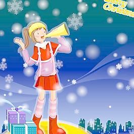 圣誕節(jié)韓國(guó)冬日情侶矢量圖29
