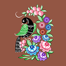 印花矢量圖 中國風(fēng) 動物 鳥 植物 免費素材