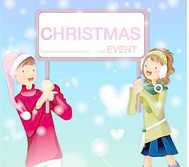 圣誕節韓國冬日情侶矢量圖23