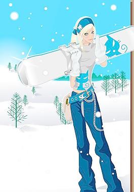 韓國(guó)圣誕節(jié)滑雪MM矢量源碼