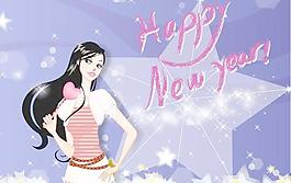 韓國圣誕時(shí)尚女孩矢量圖14