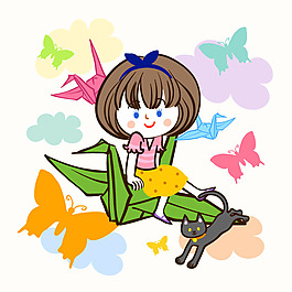 印花矢量圖 可愛卡通 人物 女孩 免費(fèi)素材