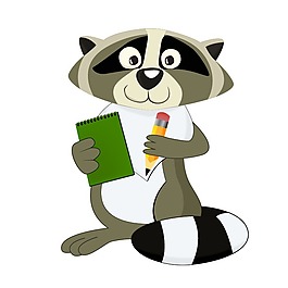 印花矢量图 动物 浣熊 生活元素 本子 免费素材