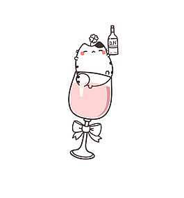 位图 可爱卡通 动物 猫 酒杯 免费素材