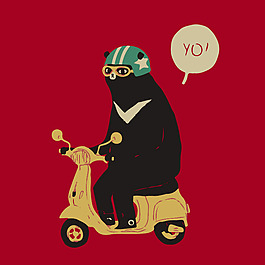 印花矢量圖 動物 熊 交通工具 電動車 免費素材