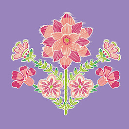 印花矢量圖 植物 花朵 女童 免費素材