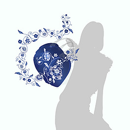 印花矢量圖 青花瓷 中國風(fēng) 女裝 免費(fèi)素材