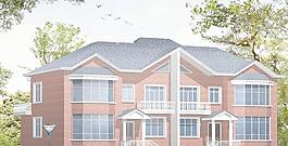 雙拼二層坡屋頂別墅設計圖（帶效果圖）22x12