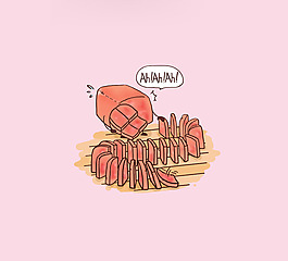 位圖 生活元素 肉 火腿 文字 免費素材
