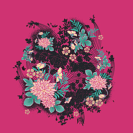 印花矢量圖 植物 花朵 女裝 免費素材
