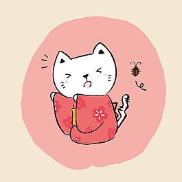印花矢量圖 卡通 卡通動物 貓 幾何 免費素材