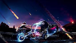 光效科幻街頭賽車圖片