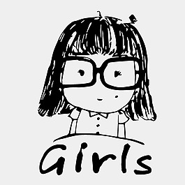 印花矢量圖 卡通人物 女孩 手繪 文字 免費素材