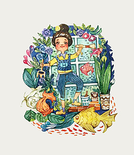 位圖 藝術(shù)效果 手繪 人物 女孩 免費(fèi)素材