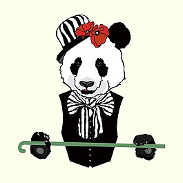 印花矢量圖 動物 熊貓 生活元素 帽子 免費素材